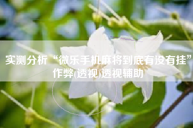 实测分析“微乐手机麻将到底有没有挂	”作弊(透视)透视辅助