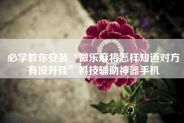 必学教你安装“微乐麻将怎样知道对方有没开挂	”科技辅助神器手机