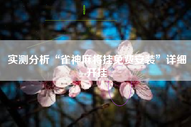 实测分析“雀神麻将挂免费安装”详细开挂