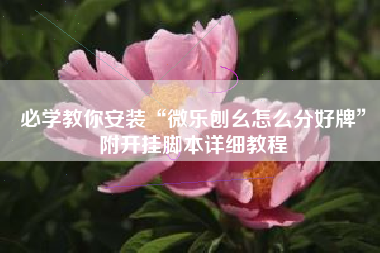 必学教你安装“微乐刨幺怎么分好牌”附开挂脚本详细教程