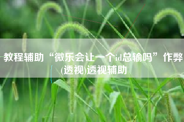 教程辅助“微乐会让一个id总输吗”作弊(透视)透视辅助