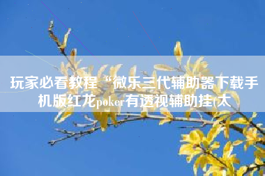玩家必看教程“微乐三代辅助器下载手机版红龙poker有透视辅助挂(太