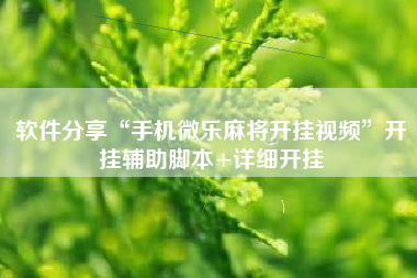 软件分享“手机微乐麻将开挂视频	”开挂辅助脚本+详细开挂