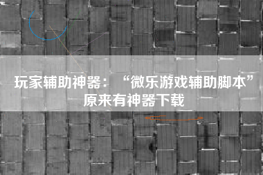 玩家辅助神器：“微乐游戏辅助脚本”原来有神器下载