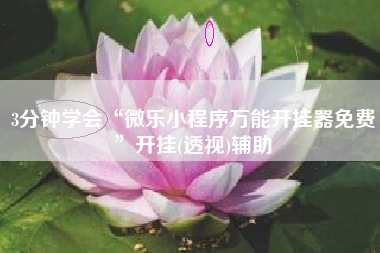 3分钟学会“微乐小程序万能开挂器免费	”开挂(透视)辅助