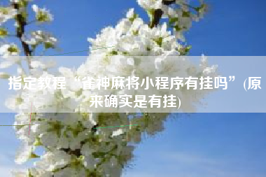 指定教程“雀神麻将小程序有挂吗	”(原来确实是有挂)