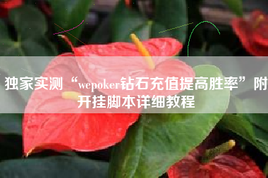 独家实测“wepoker钻石充值提高胜率”附开挂脚本详细教程