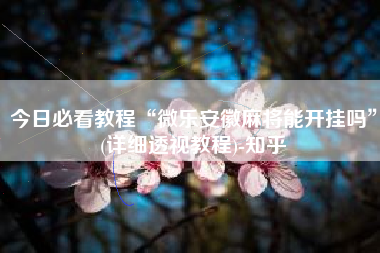 今日必看教程“微乐安徽麻将能开挂吗”(详细透视教程)-知乎