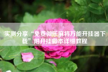 实测分享“免费微乐麻将万能开挂器下载”附开挂脚本详细教程