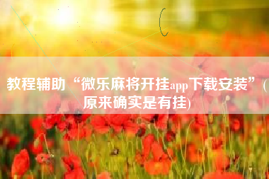 教程辅助“微乐麻将开挂app下载安装”(原来确实是有挂)