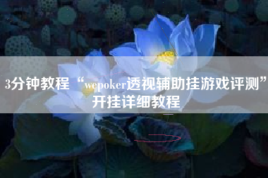 3分钟教程“wepoker透视辅助挂游戏评测”开挂详细教程
