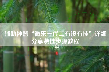 辅助神器“微乐三代二有没有挂”详细分享装挂步骤教程