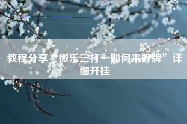 教程分享“微乐三打一如何来好牌”详细开挂