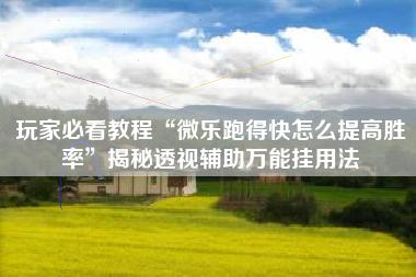 玩家必看教程“微乐跑得快怎么提高胜率”揭秘透视辅助万能挂用法