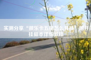 实测分享“微乐卡五星怎么开挂”附开挂脚本详细教程