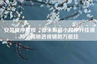 安装程序教程“微乐麻将小程序开挂视频	”揭秘透视辅助万能挂