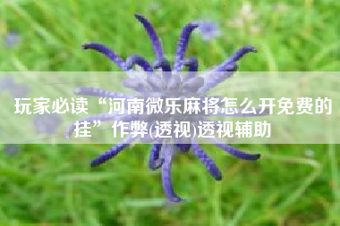 玩家必读“河南微乐麻将怎么开免费的挂”作弊(透视)透视辅助