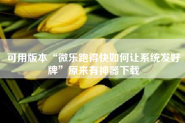 可用版本“微乐跑得快如何让系统发好牌”原来有神器下载