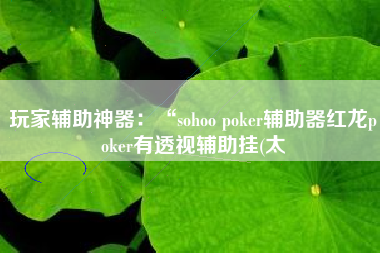 玩家辅助神器：“sohoo poker辅助器红龙poker有透视辅助挂(太
