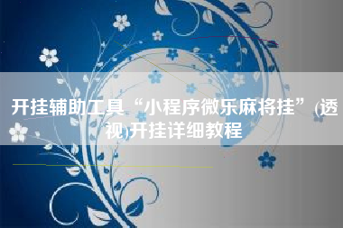 开挂辅助工具“小程序微乐麻将挂”(透视)开挂详细教程