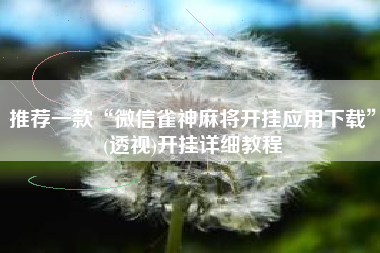 推荐一款“微信雀神麻将开挂应用下载”(透视)开挂详细教程