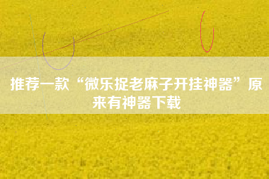 推荐一款“微乐捉老麻子开挂神器	”原来有神器下载