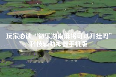 玩家必读“微乐湖南麻将可以开挂吗”科技辅助神器手机版