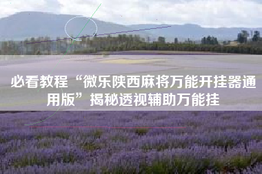 必看教程“微乐陕西麻将万能开挂器通用版”揭秘透视辅助万能挂