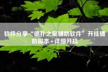 软件分享“德扑之星辅助软件”开挂辅助脚本+详细开挂
