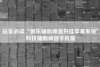 玩家必读“微乐辅助神器开挂苹果系统”科技辅助神器手机版