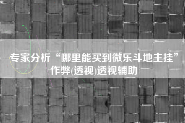 专家分析“哪里能买到微乐斗地主挂”作弊(透视)透视辅助