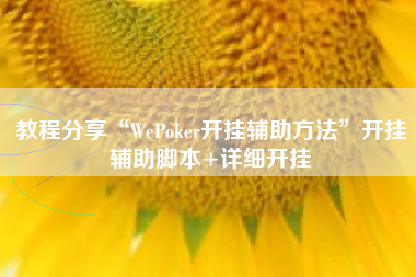 教程分享“WePoker开挂辅助方法”开挂辅助脚本+详细开挂