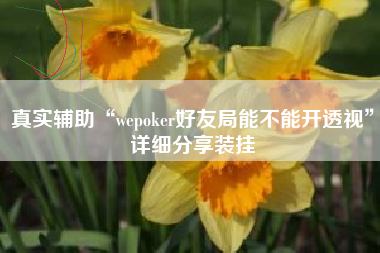 真实辅助“wepoker好友局能不能开透视	”详细分享装挂