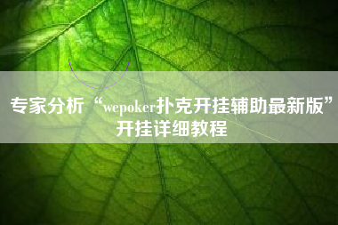 专家分析“wepoker扑克开挂辅助最新版”开挂详细教程