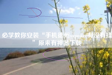 必学教你安装“手机德州wepoker有没有挂	”原来有神器下载