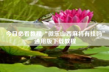 今日必看教程“微乐山西麻将有挂吗”通用版下载教程