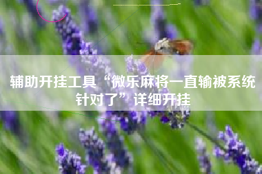 辅助开挂工具“微乐麻将一直输被系统针对了”详细开挂