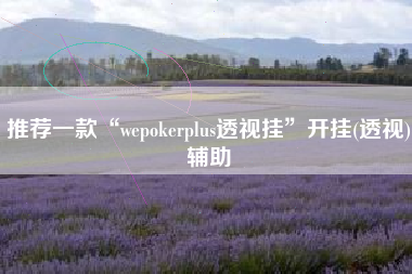 推荐一款“wepokerplus透视挂	”开挂(透视)辅助