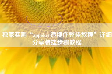 独家实测“appoker透视作弊挂教程”详细分享装挂步骤教程