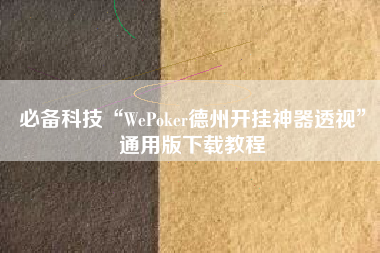 必备科技“WePoker德州开挂神器透视”通用版下载教程