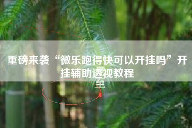 重磅来袭“微乐跑得快可以开挂吗	”开挂辅助透视教程