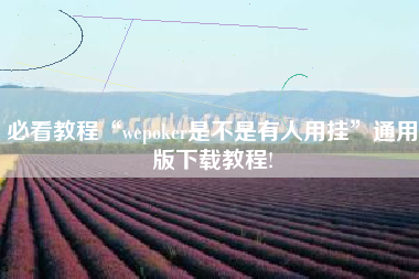 必看教程“wepoker是不是有人用挂”通用版下载教程!
