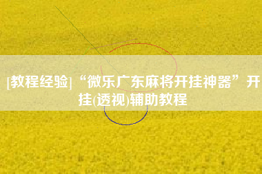 [教程经验]“微乐广东麻将开挂神器”开挂(透视)辅助教程