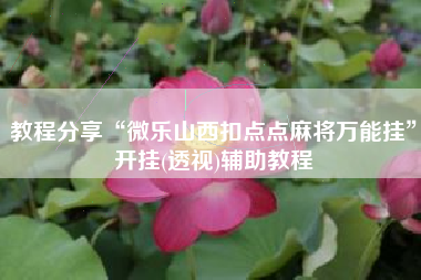 教程分享“微乐山西扣点点麻将万能挂	”开挂(透视)辅助教程