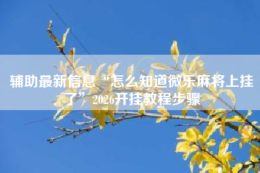 辅助最新信息“怎么知道微乐麻将上挂了”2026开挂教程步骤