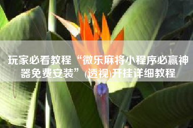 玩家必看教程“微乐麻将小程序必赢神器免费安装”(透视)开挂详细教程