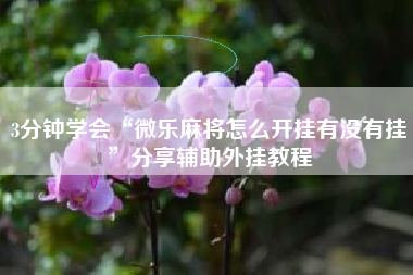 3分钟学会“微乐麻将怎么开挂有没有挂”分享辅助外挂教程