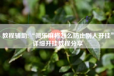 教程辅助!“微乐麻将怎么防止别人开挂”详细开挂教程分享