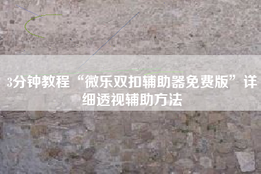 3分钟教程“微乐双扣辅助器免费版”详细透视辅助方法
