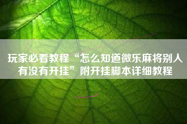 玩家必看教程“怎么知道微乐麻将别人有没有开挂”附开挂脚本详细教程